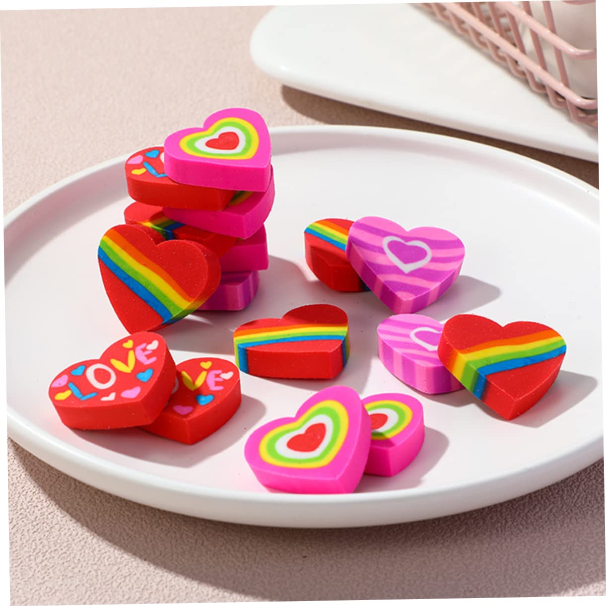 Amazon | 48個 ハート消しゴム かわいいミニ消しゴム かわいい ハート